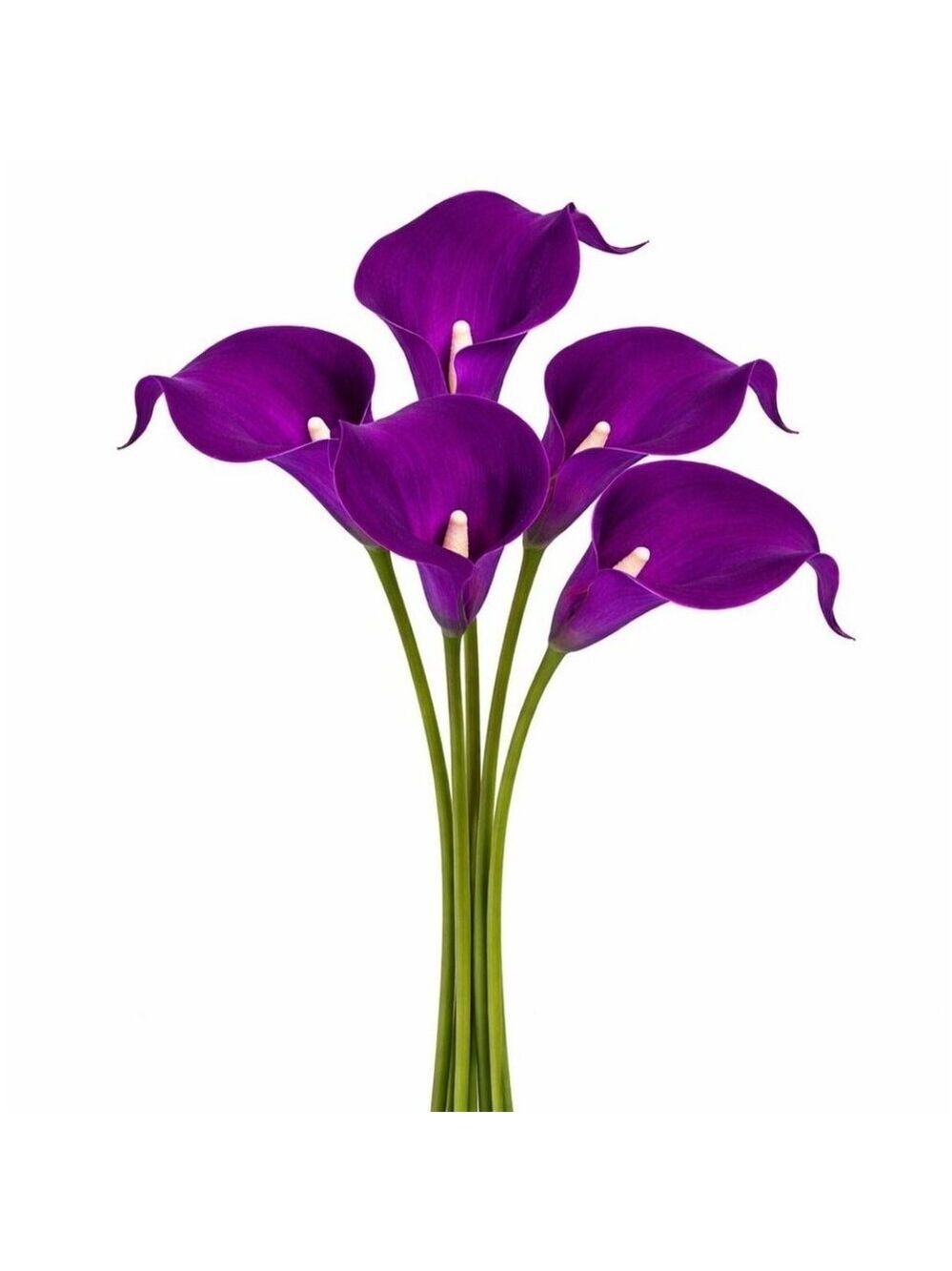 Purple Calla Lily Bundle Five Stem Faux Floral Arrangement Wedding Bouquet Cente